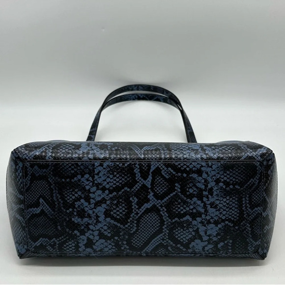 Michael Kors Reed Large Tote Bag Denim Snakeskin Blue - Picture 6 of 11